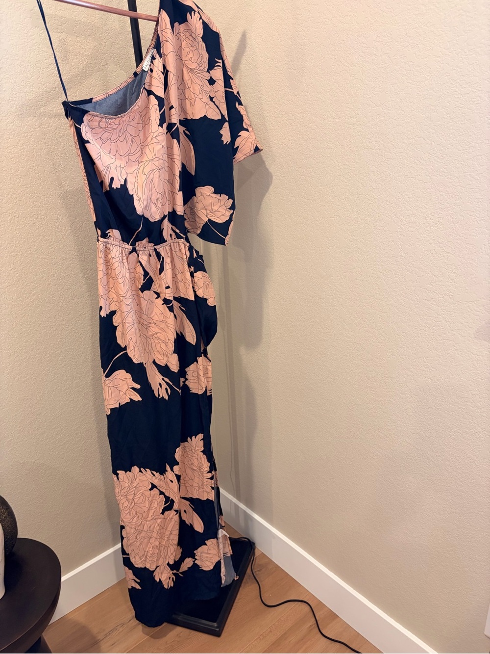 Baltic Born One-Shoulder Navy Dress with Blush Floral
